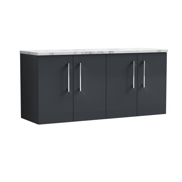 1200mm Wall Hung 4-Door Vanity & Laminate Worktop - Nuie ARN1423LCM2 Black, Black colour ,image 1