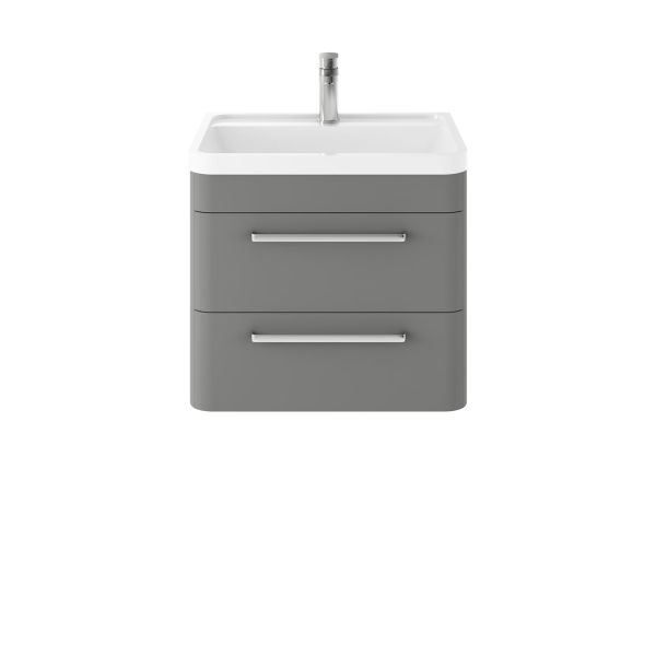 Wall Hung 600mm Cabinet & Basin - Hudson Reed SOL202 Cool Grey, Grey colour ,image 1