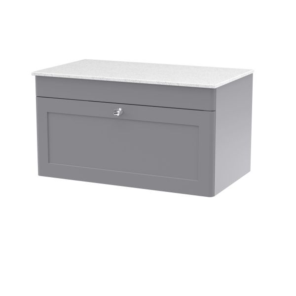800mm Wall Hung 2-Door Vanity with Marble Top - Nuie CLC296WMT Grey, Grey colour ,image 1