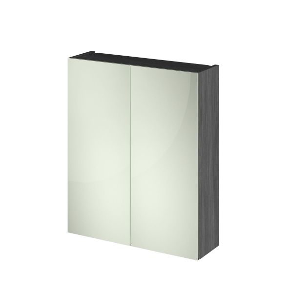 600mm Mirror Unit (50/50) - Hudson Reed OFF517 Graphite Grey Woodgrain, Brown/Grey colour ,image 1