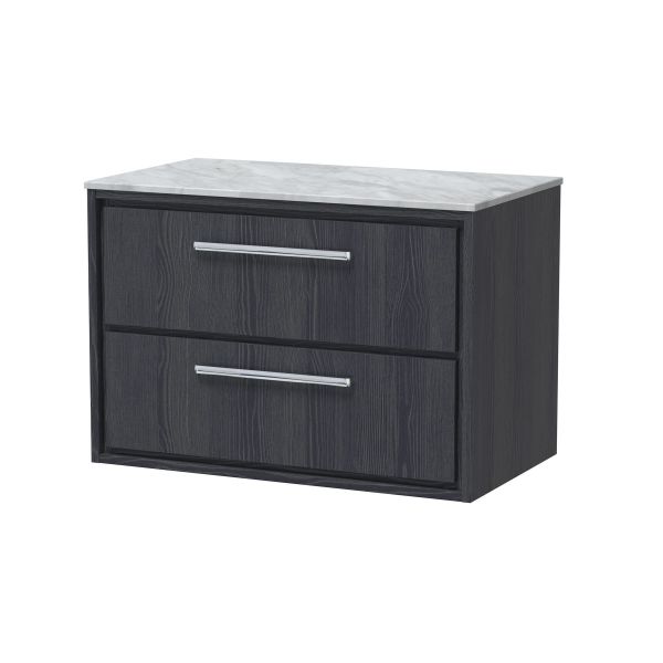 800mm Wall Hung 2-Drawer Vanity with Marble Worktop - Hudson Reed LIL2226GMT Grey, Grey colour ,image 1