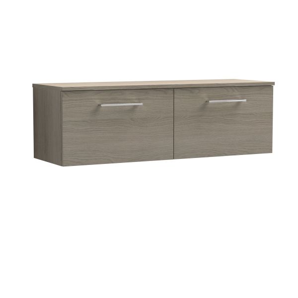 1200mm Wall Hung 2 Drawer Vanity & Worktop - Nuie ARN2522W2 Oak, Oak colour ,image 1