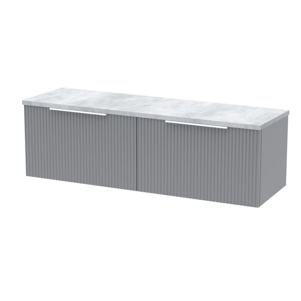 1200 Wall Hung 2-Drawer Vanity & Laminate Worktop - Hudson Reed DFF294LBG2 Grey, Grey colour ,image 1