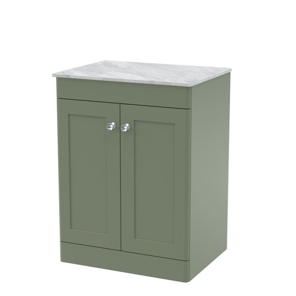 600mm Floor Standing 2-Door Vanity with Marble Top - Nuie CLC825GMT Green, Green colour ,image 1