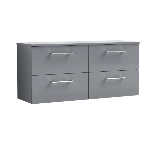 1200mm Wall Hung 4 Drawer Vanity & Worktop - Nuie ARN2224W2 Grey, Grey colour ,image 1