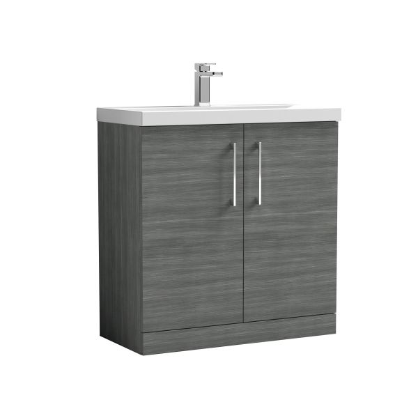 800mm Floor Standing 2 Door Vanity & Basin 3 - Nuie ARN505D Grey, Grey colour ,image 1