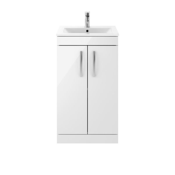 500mm Floor Standing Vanity With Basin 2 - Nuie ATH006B Gloss White, White colour ,image 1