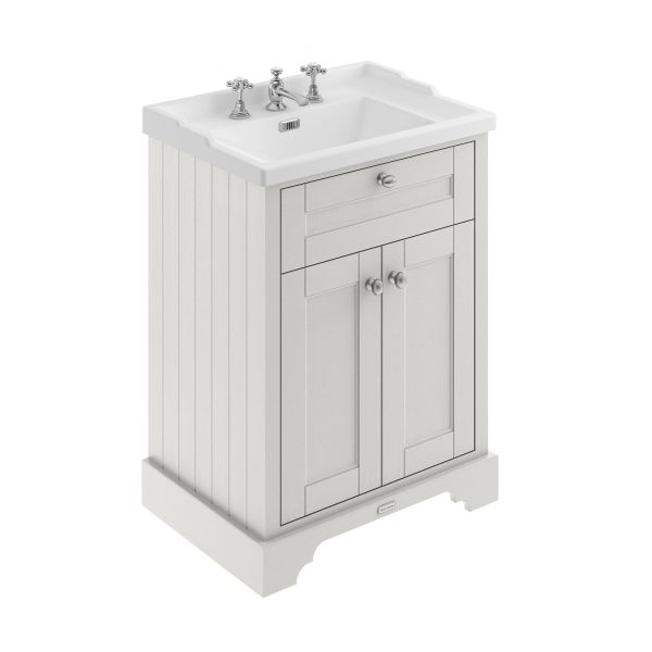 600mm Cabinet & Basin (3TH) - Hudson Reed LOF433 Timeless Sand, Grey colour ,image 1
