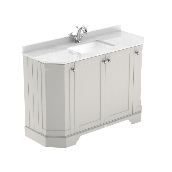 1200mm 4-Door Angled Unit & Marble Top 1TH - Hudson Reed LOF461 Timeless Sand, Grey colour ,image 1