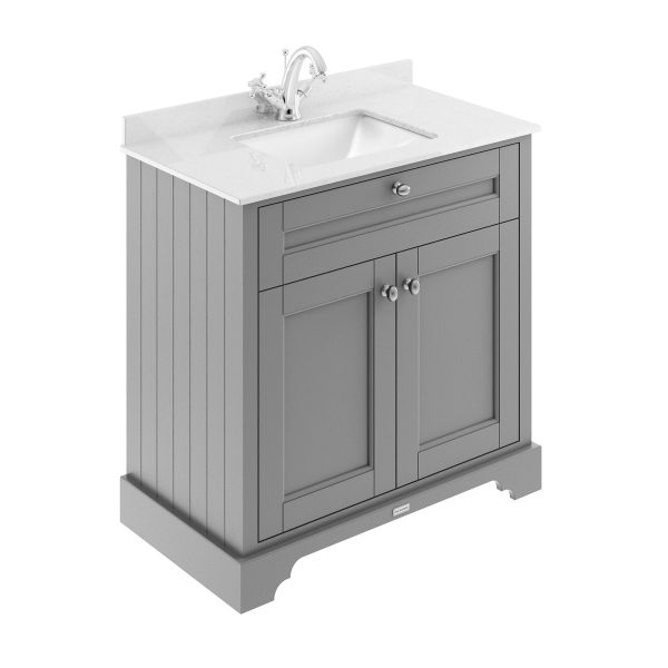 800mm Cabinet & Marble Top (1TH) - Hudson Reed LOF228S Grey, Grey colour ,image 1