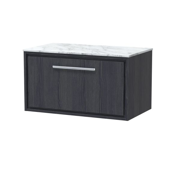 800mm Wall Hung Single Drawer Vanity with Marble Worktop - Hudson Reed LIL2225CMT Grey, Grey colour ,image 1