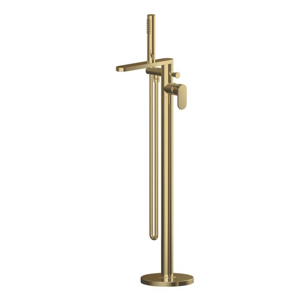 Freestanding Bath Shower Mixer with Kit - Nuie BIN821 Brushed Brass, Brushed Brass colour ,image 1