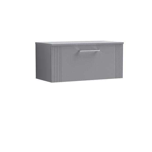 800mm Wall Hung Single Drawer Vanity & Worktop - Nuie DPF296W Grey, Grey colour ,image 1