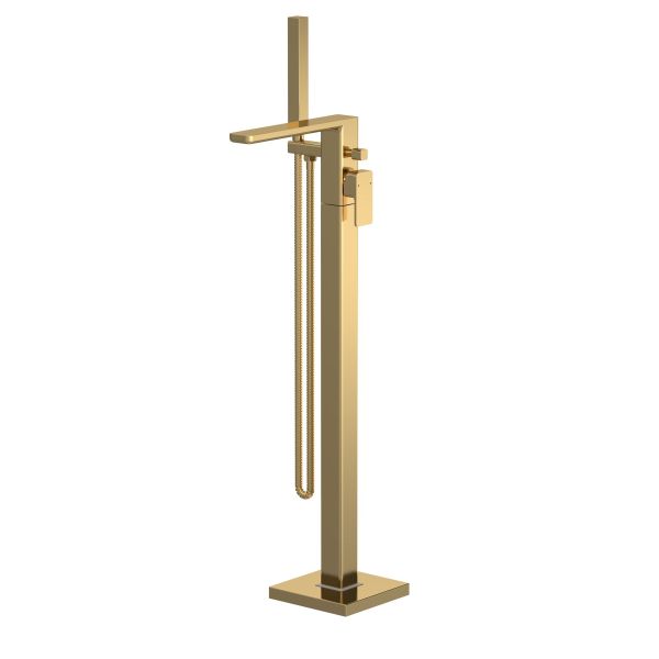 Freestanding Bath Shower Mixer - Nuie WIN821 Brushed Brass, Brass colour ,image 1
