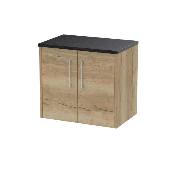 600mm Wall Hung 2 Door Vanity & Laminate Top - Hudson Reed JNU1823LSB Oak, Oak colour ,image 1