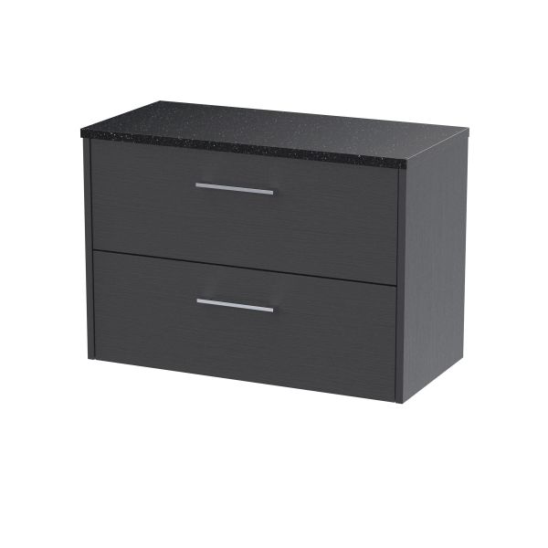 800mm Wall Hung 2 Drawer Vanity & Laminate Top - Hudson Reed JNU2226LSB Grey, Grey colour ,image 1