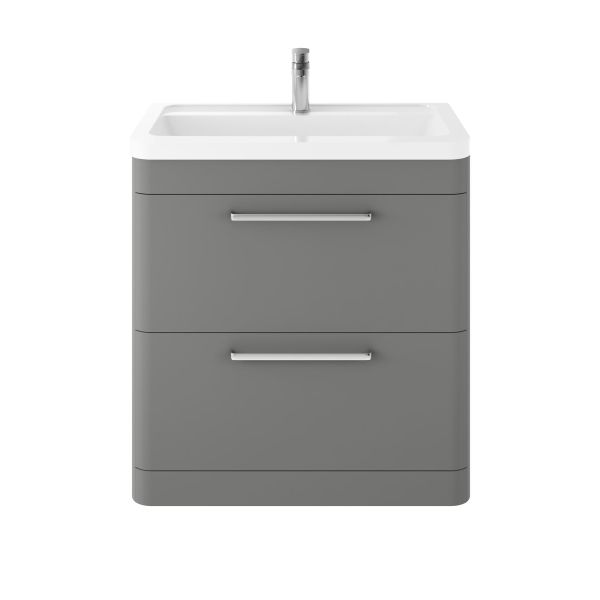 Floor Standing 800mm Cabinet & Ceramic Basin - Hudson Reed SOL203A Cool Grey, Grey colour ,image 1