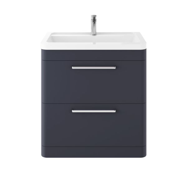 Floor Standing 800mm Cabinet & Ceramic Basin - Hudson Reed SOL303A Indigo Blue, Blue colour ,image 1