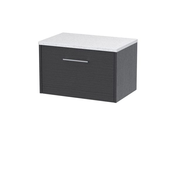 600mm Wall Hung Single Drawer Vanity & Laminate Top - Hudson Reed JNU2222LSW Grey, Grey colour ,image 1