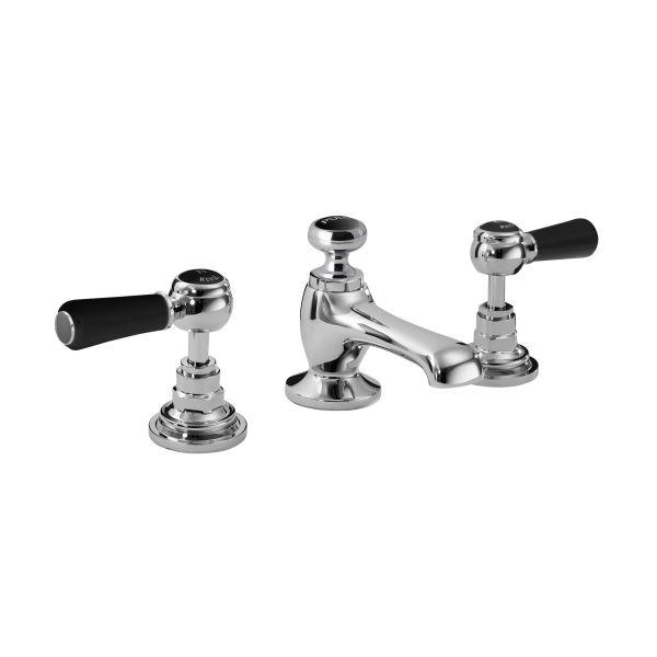 3 Tap Hole Basin Mixer - Hudson Reed BC407HL Chrome, Black/Chrome colour ,image 1