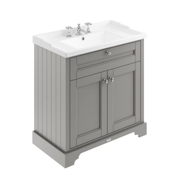 800mm Cabinet & Basin (3TH) - Hudson Reed LOF235 Storm Grey, Grey colour ,image 1
