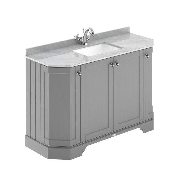 1200mm 4-Door Angled Unit & Marble Top 1TH - Hudson Reed LOF260 Storm Grey, Grey colour ,image 1