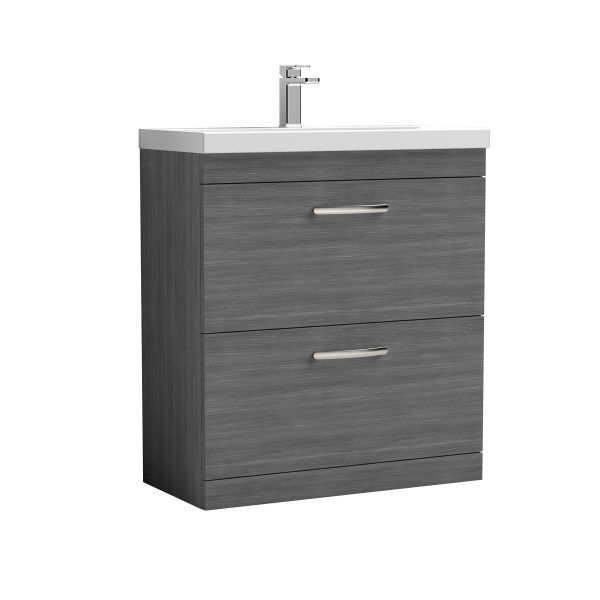 800mm Floor Standing Vanity With Basin 3 - Nuie ATH053D Anthracite Woodgrain, Grey Avola colour ,image 1