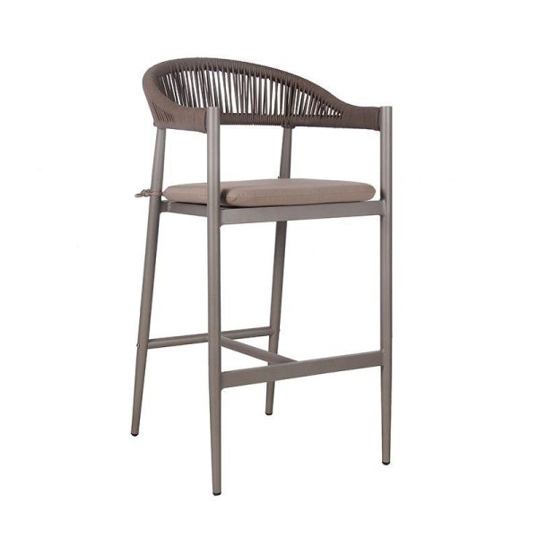 Rope Weave Bar Chair Half Back With Woven Seat - 690 x 1100 - Taupe, Neutrals colour ,image 1