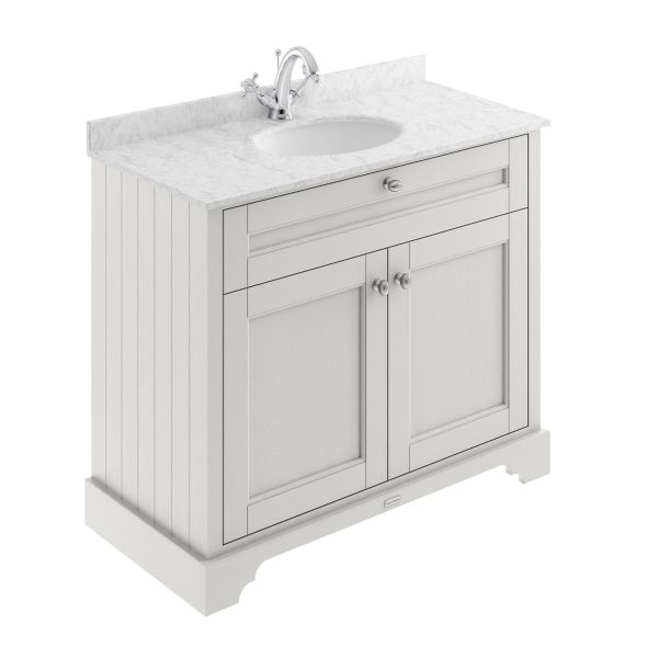 1000mm Cabinet & Marble Top (1TH) - Hudson Reed LOF478 Timeless Sand, Grey colour ,image 1