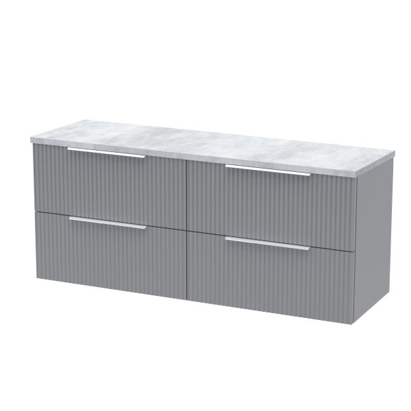 1200 Wall Hung 4-Drawer Vanity & Laminate Worktop - Hudson Reed DFF293LBG2 Grey, Grey colour ,image 1