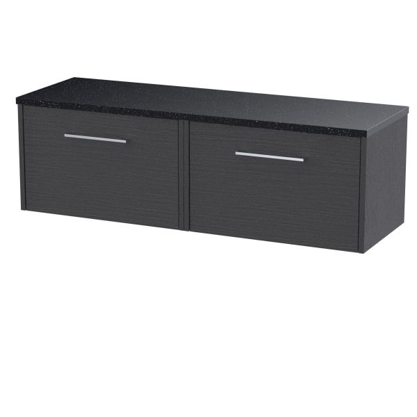 1200 Wall Hung 2-Drawer Vanity & Laminate Worktop - Hudson Reed JNU2222LSB2 Grey, Grey colour ,image 1