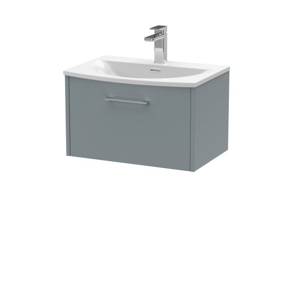 600mm Wall Hung Single Drawer Vanity & Basin 4 - Hudson Reed JNU2322G Grey, Grey colour ,image 1