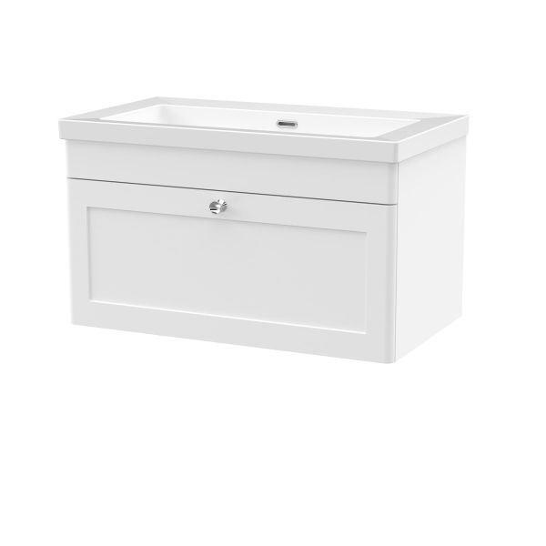 800mm Wall Hung 2-Door Vanity with Basin - 0 Tap Hole - Nuie CLC196K White, White colour ,image 1