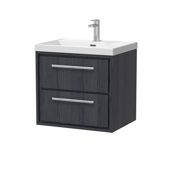 600mm Wall Hung 2-Drawer Vanity with Basin - 1 Tap Hole - Hudson Reed LIL2224E Grey, Grey colour ,image 1