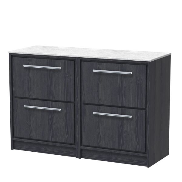 1200mm Floor Standing 4-Drawer Vanity with Marble Worktop - Hudson Reed LIL2233WMT2 Grey, Grey colour ,image 1