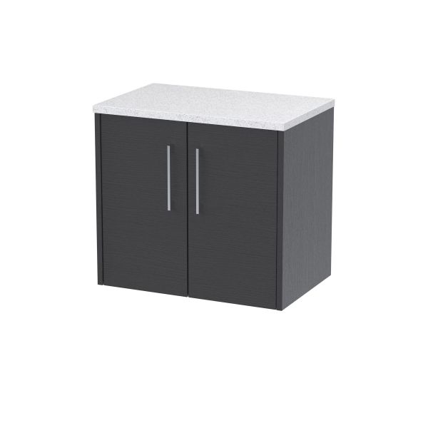 600mm Wall Hung 2 Door Vanity & Laminate Top - Hudson Reed JNU2223LSW Grey, Grey colour ,image 1