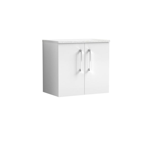 600mm Wall Hung 2 Door Vanity & Laminate Top - Nuie ARN123LSW White, White colour ,image 1