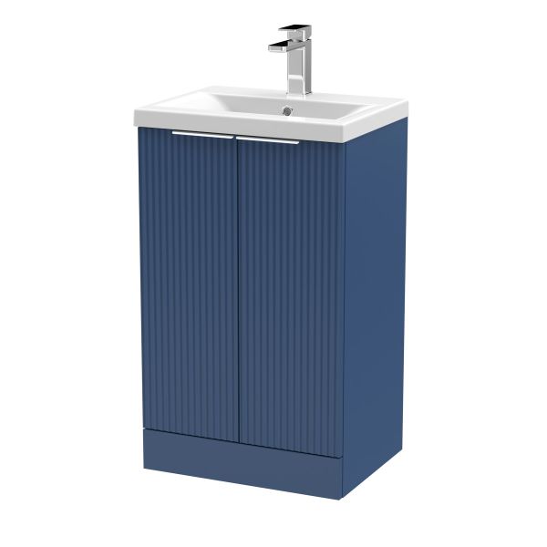 500mm Floor Standing 2 Door Vanity & Basin 1 - Hudson Reed DFF323A Blue, Blue colour ,image 1