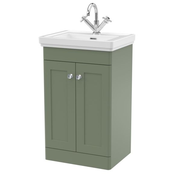 500mm Floor Standing 2-Door Vanity & Basin 1TH - Nuie CLC823A Green, Green colour ,image 1