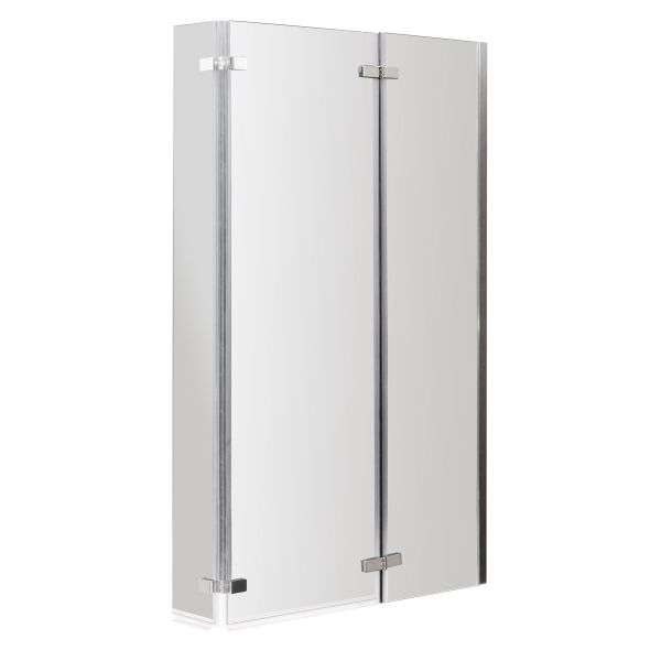 L-Shaped Hinged Bath Screen - Nuie ERSBS0 Chrome, Satin Chrome colour ,image 1