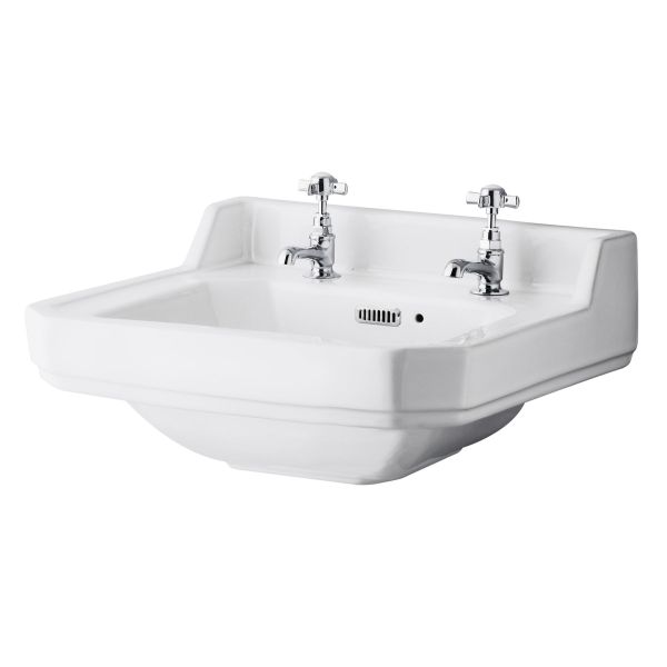 500mm Basin (2 Tap Hole) - Hudson Reed NCS885 White, White colour ,image 2