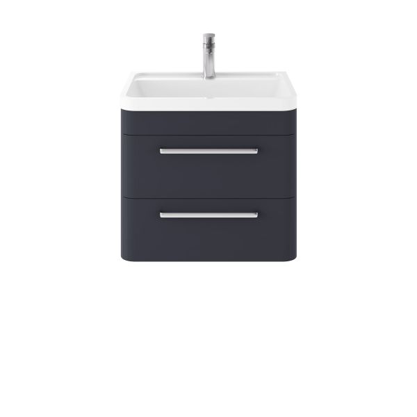 Wall Hung 600mm Cabinet & Basin - Hudson Reed SOL302 Indigo Blue, Blue colour ,image 1