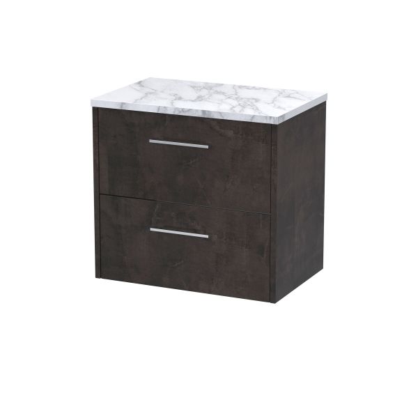 600 Wall Hung 2-Drawer Vanity & Laminate Worktop - Hudson Reed JNU2624LCM Brown, Brown colour ,image 1