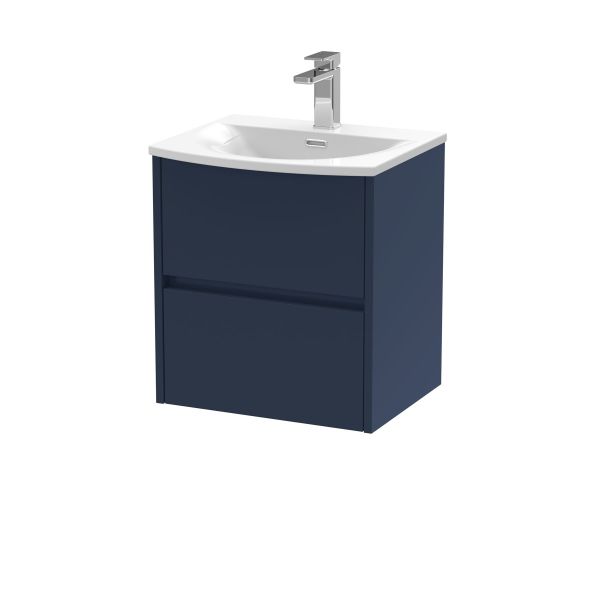 500mm Wall Hung 2-Drawer Unit & Basin 4 - Nuie HAV2902G Blue, Blue colour ,image 1