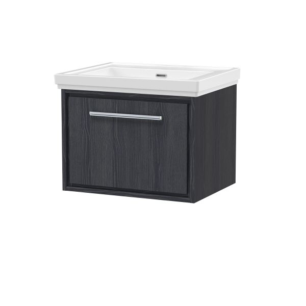 600mm Wall Hung Single Drawer Vanity with Basin - 0 Tap Hole - Hudson Reed LIL2222H Grey, Grey colour ,image 1