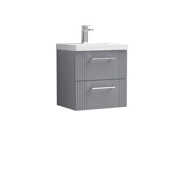 500mm Wall Hung 2 Drawer Vanity & Basin 3 - Nuie DPF292D Grey, Grey colour ,image 1
