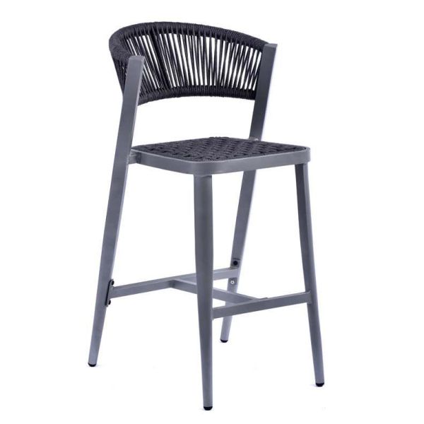 Rope Weave Bar Chair Half Back With Woven Seat - 690 x 1100 - Grey, Grey colour ,image 1