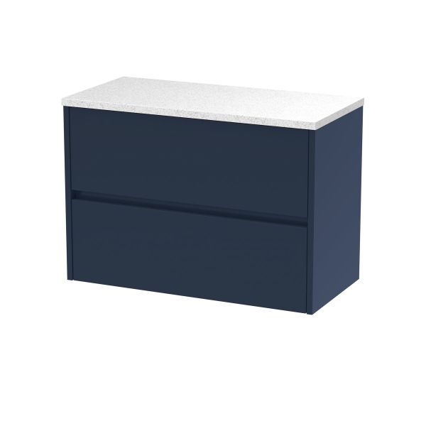 800mm Wall Hung 2-Drawer Unit & Laminate Worktop - Nuie HAV2906LSW Blue, Blue colour ,image 1