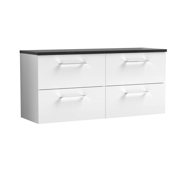 1200mm Wall Hung 4-Drawer Vanity & Laminate Worktop - Nuie ARN124LSB2 White, White colour ,image 1