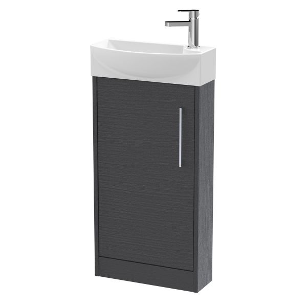 440mm Floor Standing 1 Door Unit & 1TH Basin LH - Hudson Reed JNU2221L Grey, Grey colour ,image 1